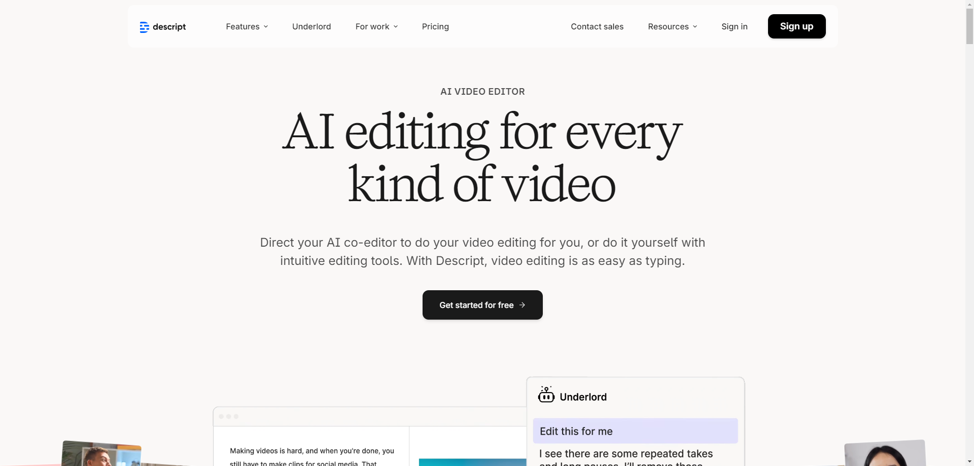 Descript AI Video Editor with Transcription-Based Editing