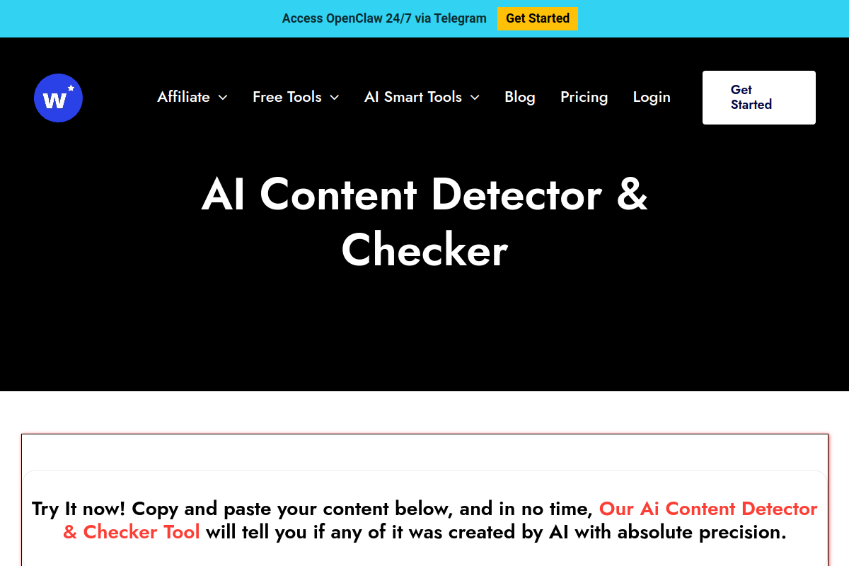 Writecream AI Content Detector screenshot
