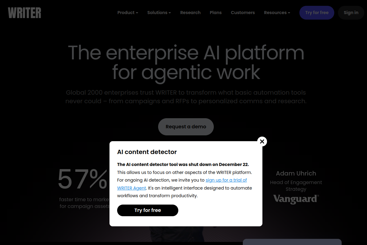 Writer AI Content Detector screenshot